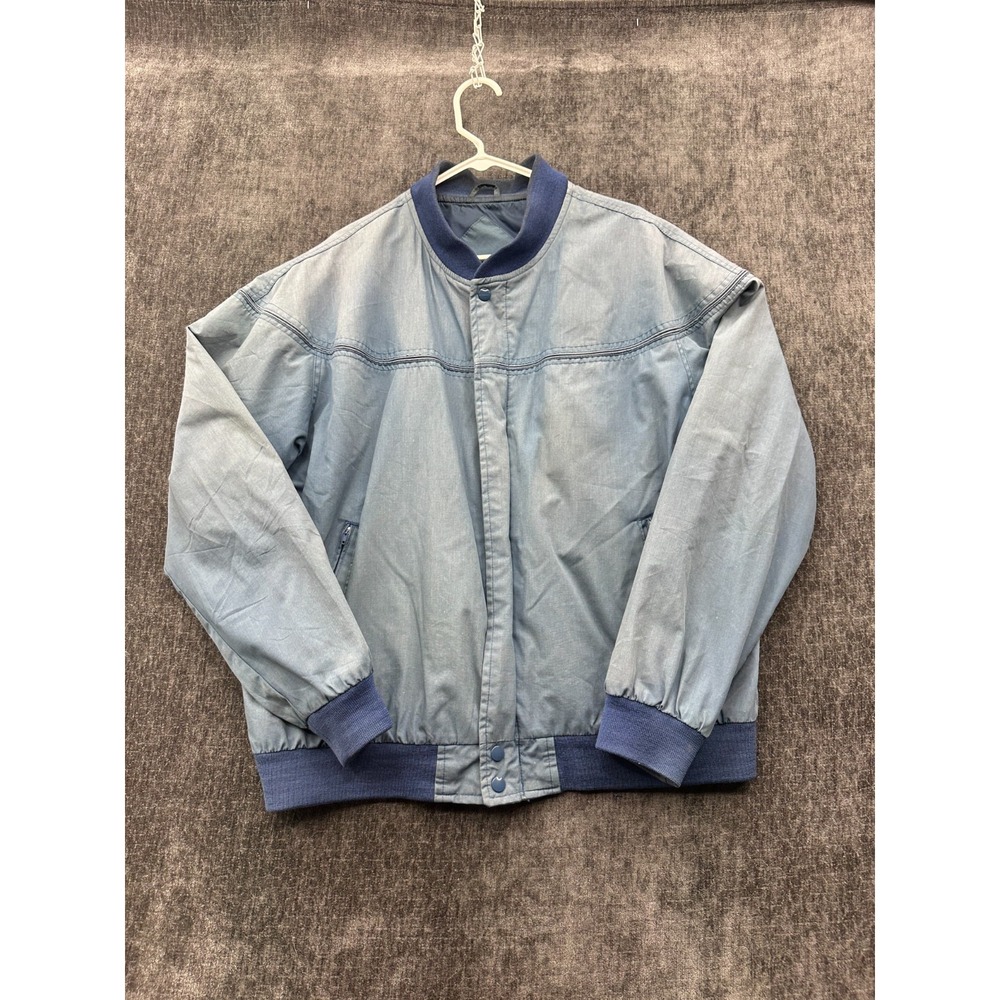 Vintage David Taylor Derby Jacket Mens XL Blue Cup Shoulder Button Front Retro